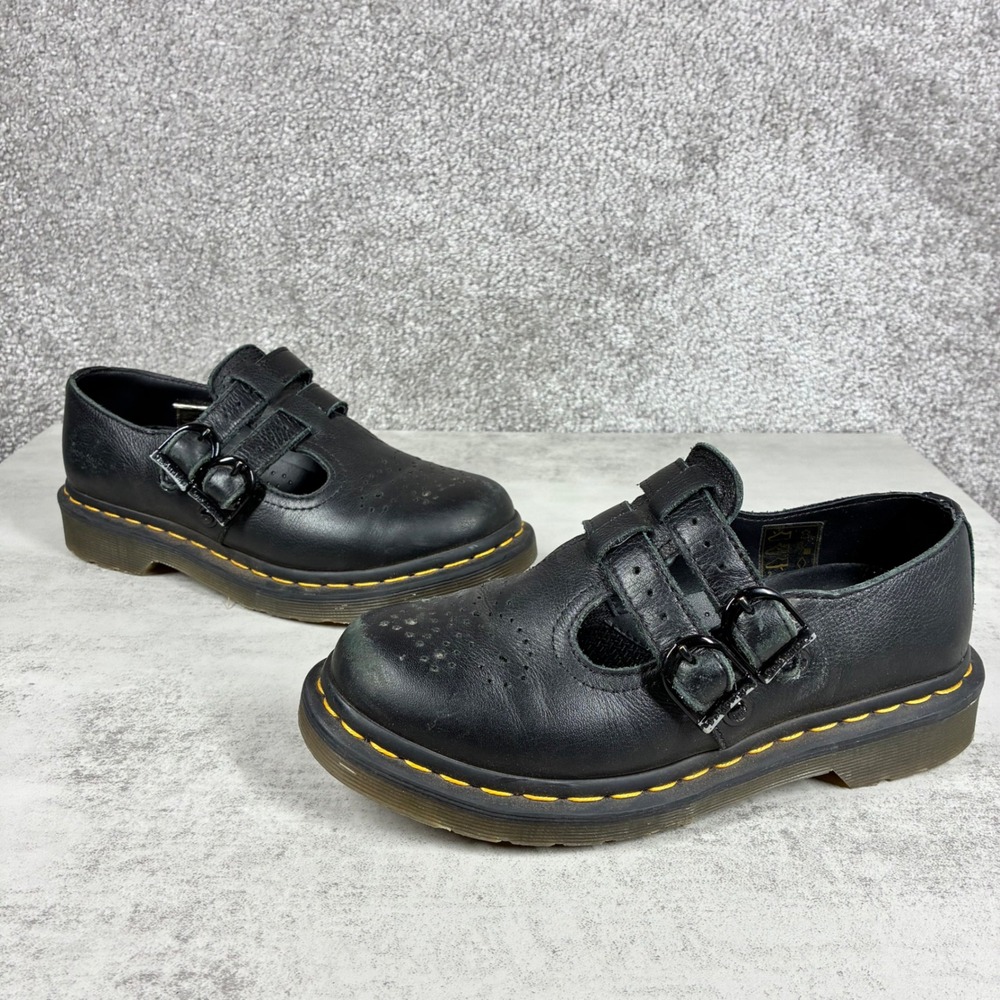 Dr Martens Mary Jane Shoes Womens 5 Double Buckle Smooth Leather Black